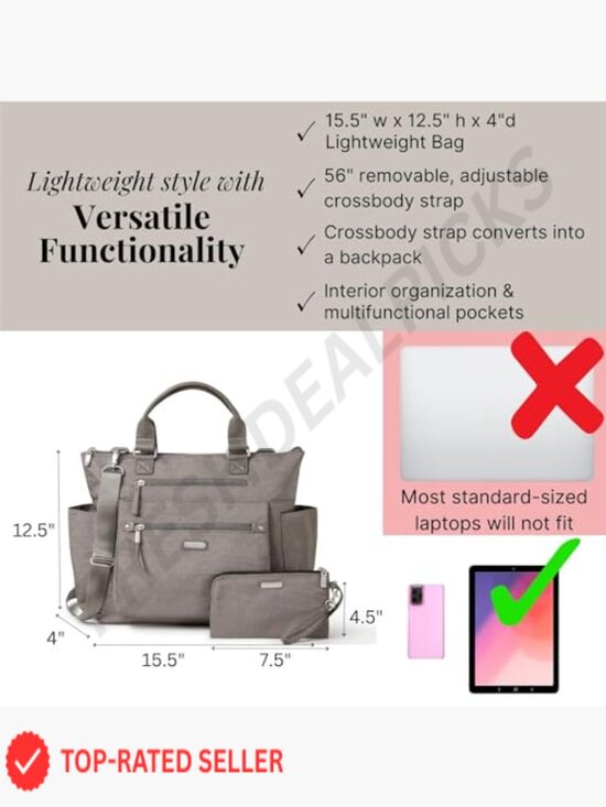 Convertible Backpack Tote Travel Bag Lightweight RFID Wristlet Nylon 15x12 main image 5